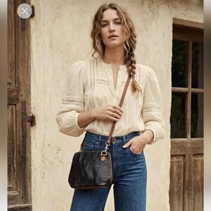 Vintage Black Leather Crossbody Bag